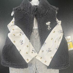 3 Piece NWT Snoopy Set: Vest/Pants/LS Onesie